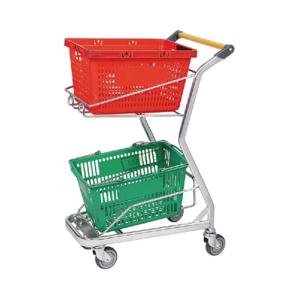 Carrinho de compras de fio metálico de alta qualidade Venda quente Carrinho de compras de carrinho duplo