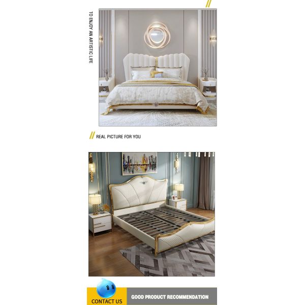 Mail Packing King Size Upholstered Bed with Solid Wood Frame Modern Luxury Bedroom Furniture Collection