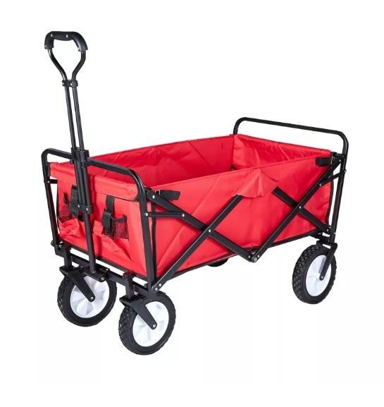 Portable Steel Iron Folding Wagon for Garden Camping Multipurpose Outdoor Tools Trolley
