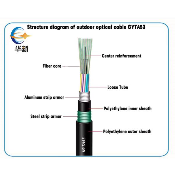 Cable à fibre optique blindé à tube lâche en extérieur GYTA53 250um
