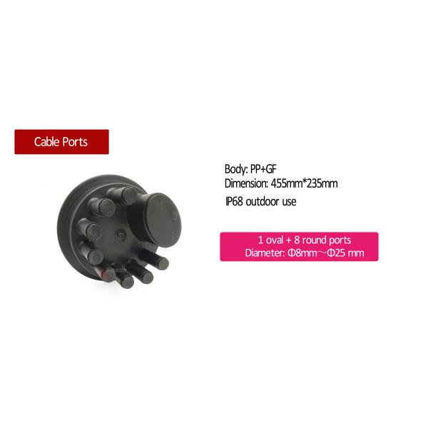 144 ядра PP Воздушное термоусадочное уплотнение купола приложения соединения оптического волокна 1 овал 8 круглых портов