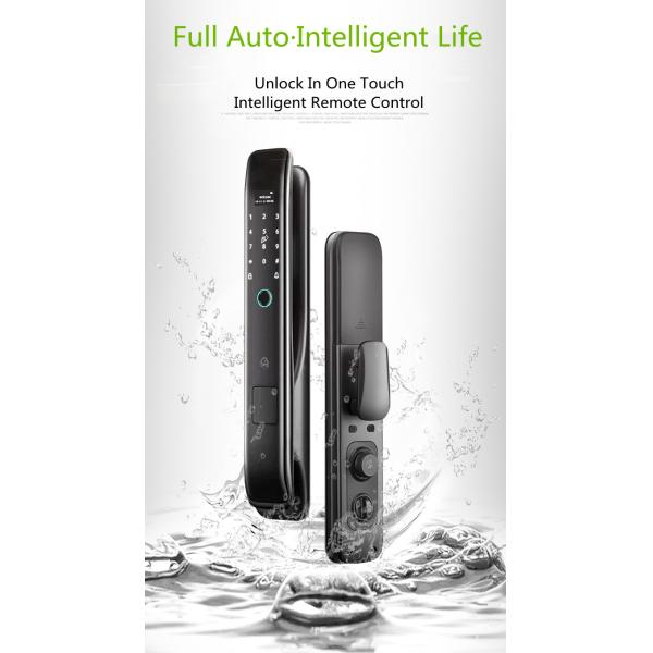 4200MAH Lithium Battery Auto Alarm Fingerprint Door Lock Classical Black