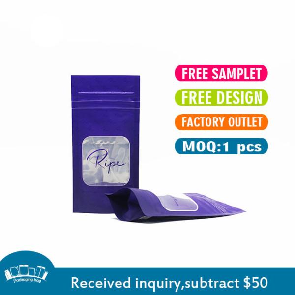 Настроенное логотип фиолетовый пластик Стоять Zip Lock Pouch Packaging Mylar мешки с окном