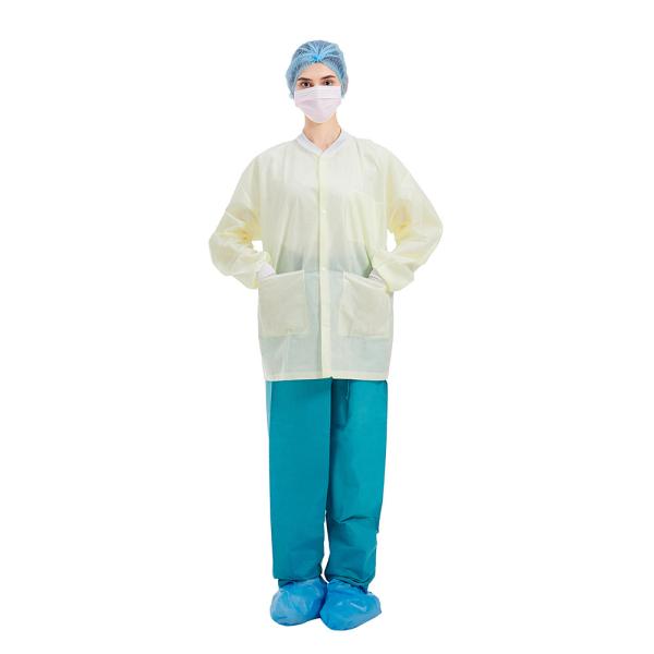 OEM Hospital Scrub Suit , Disposable Dental Lab Jackets Knit Collar