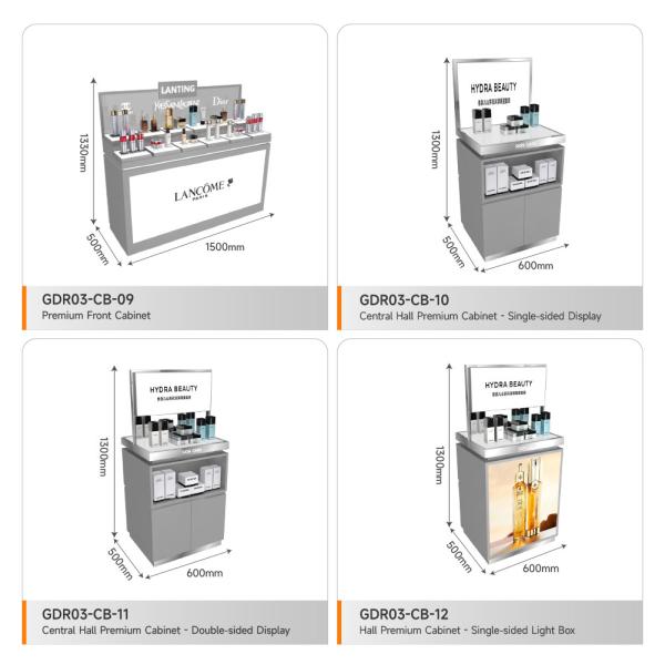 Shop Rack Grey Wooden Pillar With Light Box For Visual Merchandising Shop Fitting And Branded Shop Table