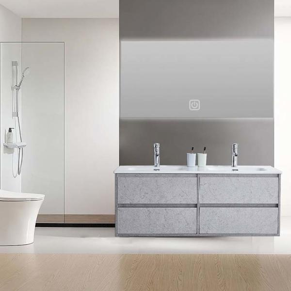 Plywood Bathroom Furniture Cabinets 120cm Drawer Cabinet With Mirror