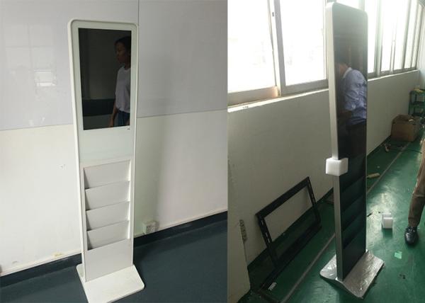 Free Standing 21.5inch LCD Digital Signage Display 1.7M Height With Magazine Shelf