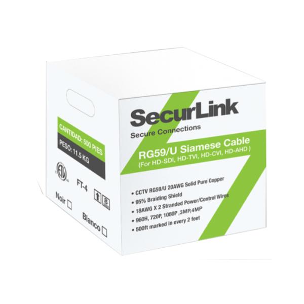 Solid CCTV Camera Accessories RG59 Siamese Coaxial Cable Secur Link Pure Copper Conductor