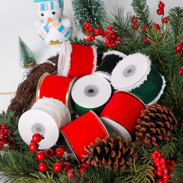 63MM Jute/Polyester Snow Burlap Ribbons for Gift MSD White Fringe Wired Christmas