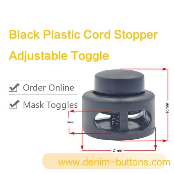 Black Plastic Cord Stopper & Adjustable Toggle