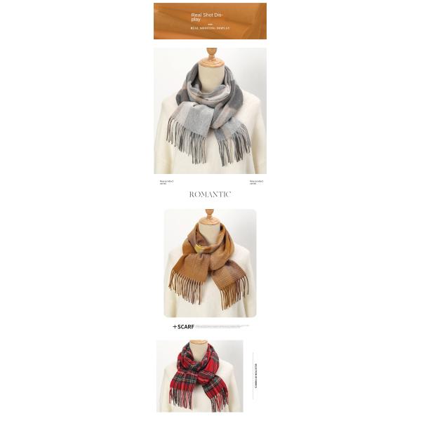 Long Style Cashmere Neck Warmer for Women in Warm Tartan Plaid Wool from Malaysia