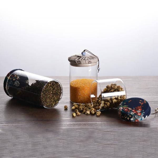 Cloth Cover Sealed Borosilicate Glass Storage Jars