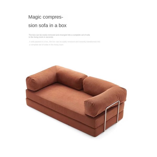Modern Compression Sofa Set Fully Removable Fabric Sponge Filled Straight Legs Stainless Steel School Living Room Sofa Bed