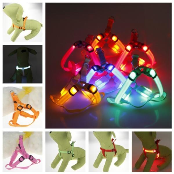 LED Night Dog Harness Vest Rechargeable USB Reflective Design Adjustable Leash Outdoor Walks