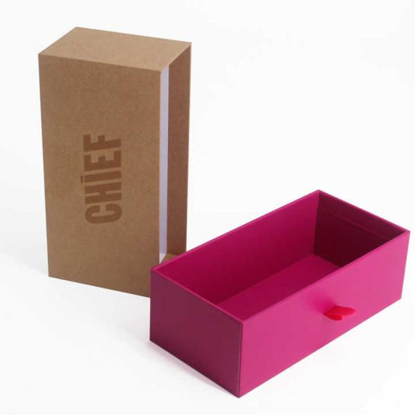 Custom Drawer Jewelry Box Kraft Ecofriendly with Pink Velvet
