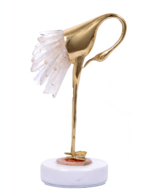 OEM Red Crowned Crane Copper Crystal Decorative Art Craft