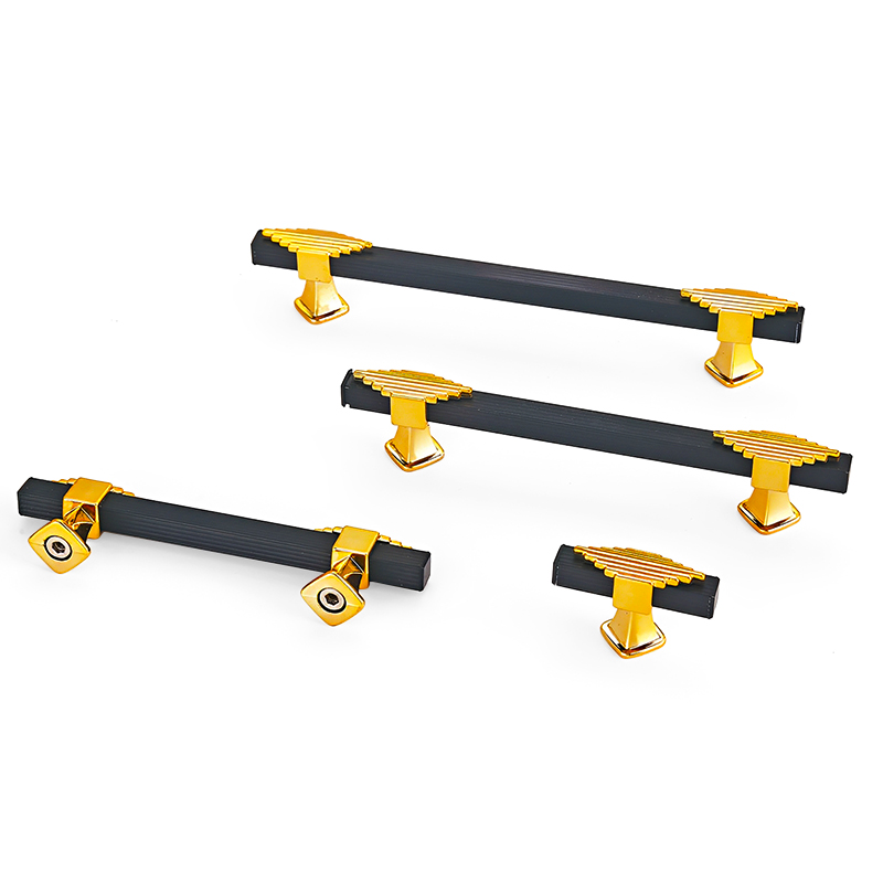 Black Fluted Aluminum Cabinet Pull Handle Gold Decor Plastic Base Drawer Bar Pull for Wardrobe Kitchen Cabinet Door
