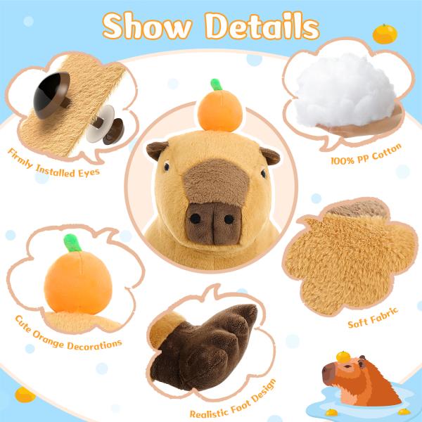 24  Life-Like Large Capybara Plush Toy Realistic Giant Stuffed Animal Soft Body Hugging Pillow Best Gift Boys Girls Birthday
