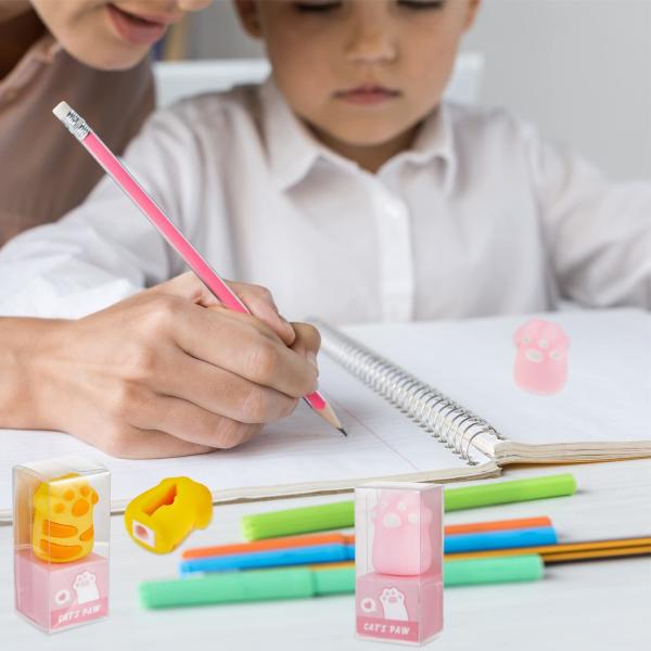 Кошачий лопатый острелец карандаша Руководство Подарок Мини Силиконовый канцелярский принадлежности для детей Каваи Школьные принадлежности