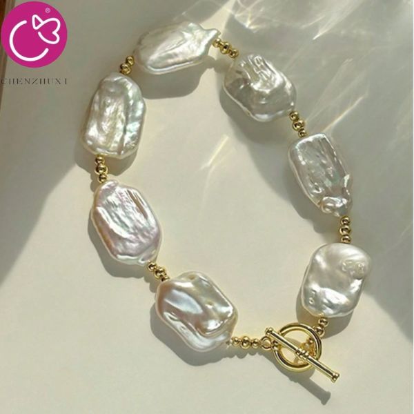 Cheap Price 13-15mm Natural White Loose Real Freshwater square Pearl Beads Strand