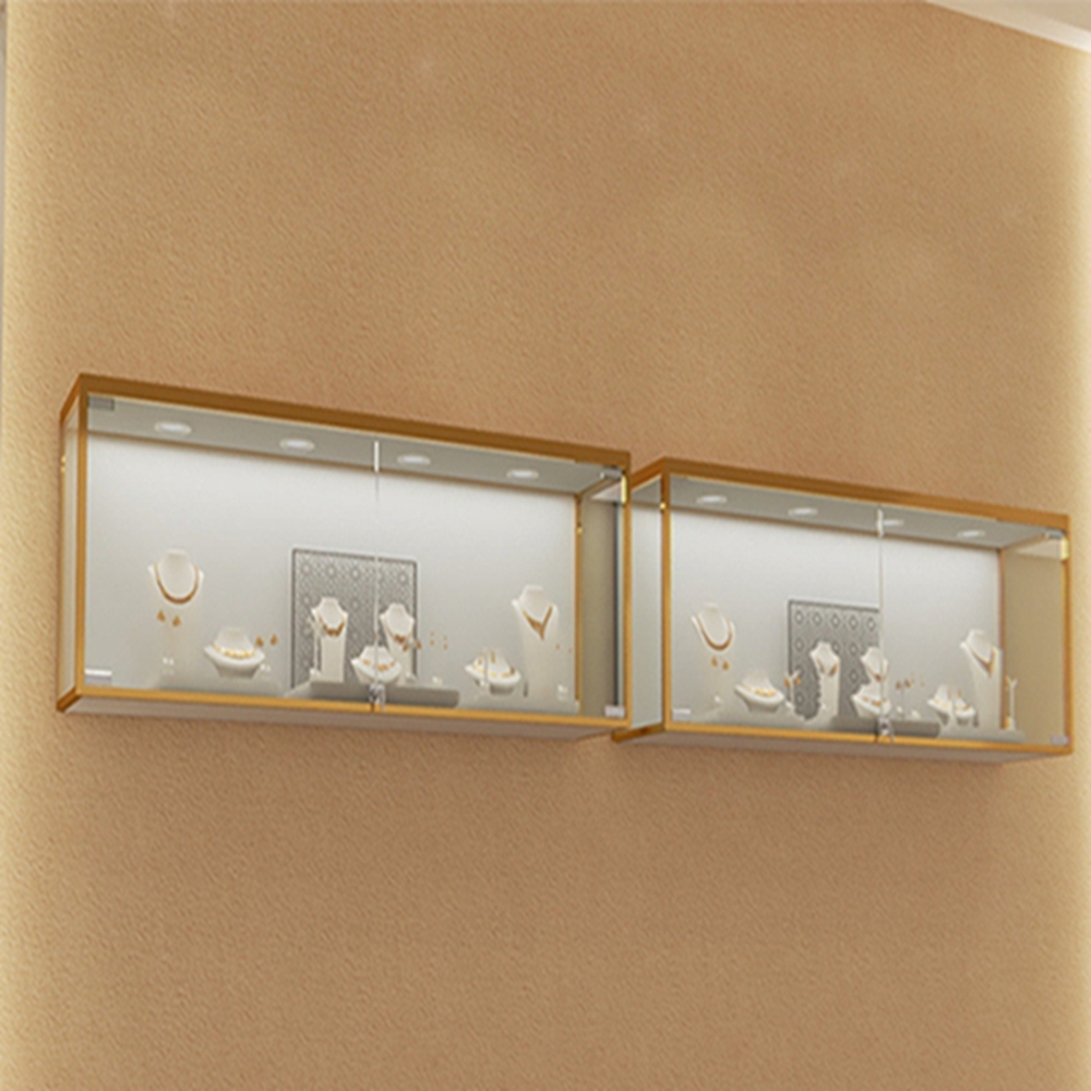 Eco-Friendly Wall Mounted Jewelry Display Cabinet with Adjustable Glass Shelves and Customizable Options
