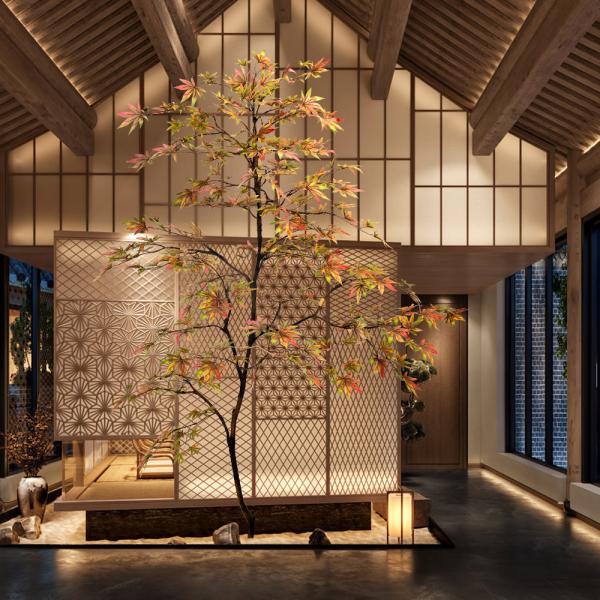 200cm Artificial Maple Tree No Light No Inserts Faux Potted Plants For Indoor Decor