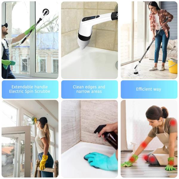 220RPM беспроводный электрический скраббер Электрический душный чистка щетки с 7 заменяемыми головами