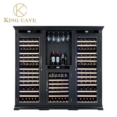 Adjustable Shelves Low Noise Large Wood Wine Cooler Constant Humidity System