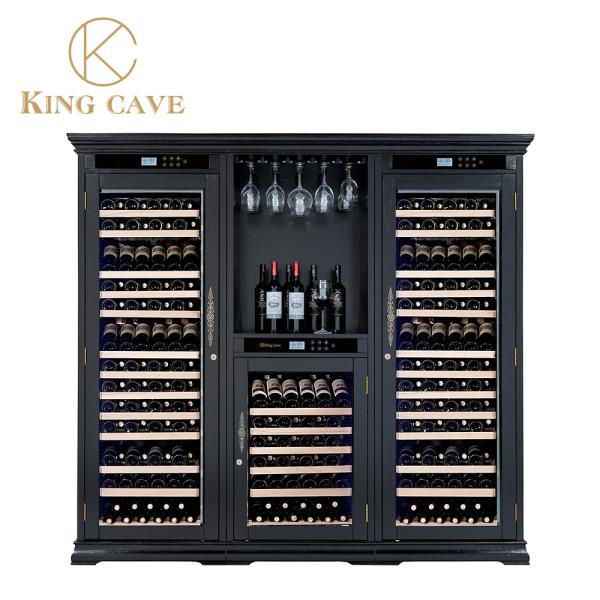 UV Protected Glass Wood Wine Refrigerator Cabinet 3 Years Warranty