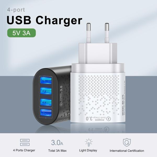 Samsung Xiaomi Fireproof PC 4 Port 48W QC3.0 USB Charger Adapter