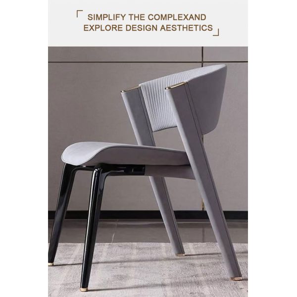 Modern Upholstered Leather Dining Room Furniture Chair Designed with Italian Metal Legs and Wooden Frame Luxury
