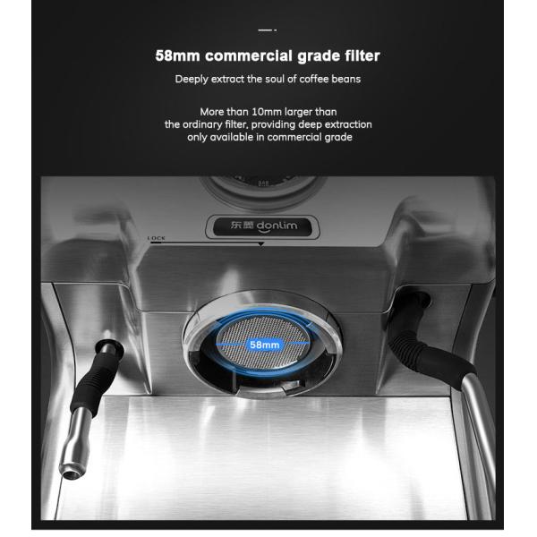 Stainless Steel Small Espresso Coffee Machine 2.7L 1250W