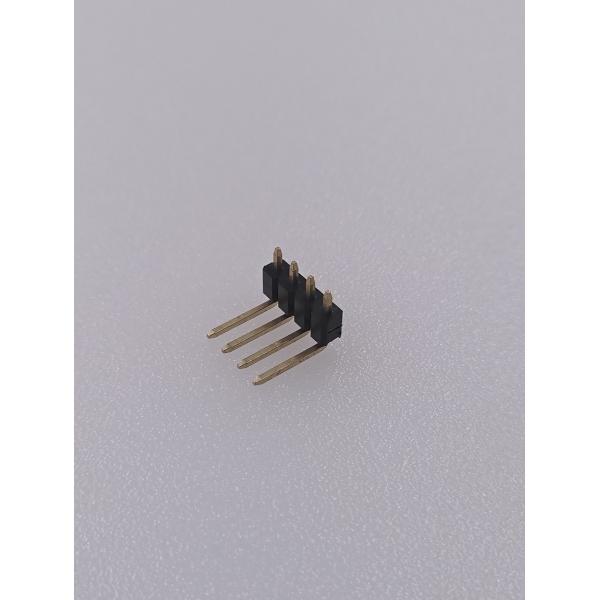 PCB Pin Header Connector , 2.54mm Pitch Single Row Pin Header 1x4P Right Angle DIP