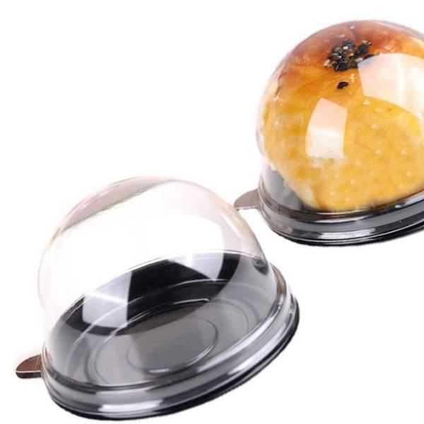 Mini oro personalizado yema de huevo pastel de una sola vez bóveda caja de embalaje de plástico PET