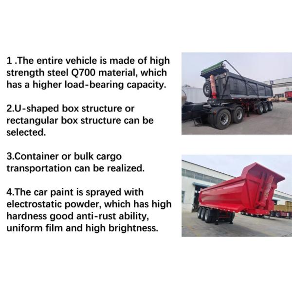 50 Ton 3 Axles Rear Dump Truck Trailer/Tipper Semi Trailer with 2240mm Tread Flatbed