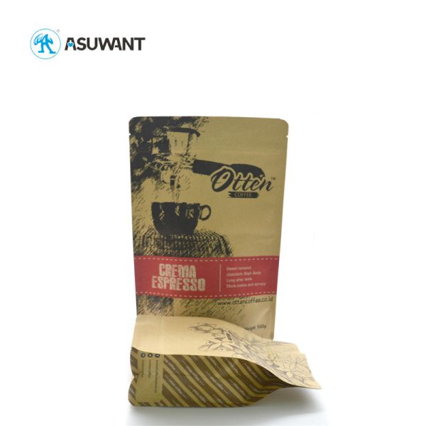 Brown Blank Kraft Paper Ziplock Bags Stand Up With Window For Nuts Candy