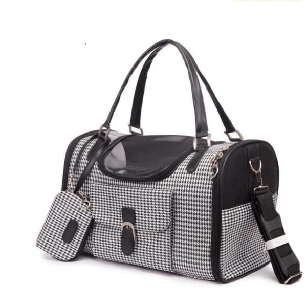Classic Pet Carrier Bag Houndstooth Pattern Heavy Duty Customized Logo