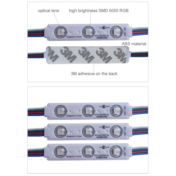 IP67 12v LED Lighting Modules 75*15*5mm 0.72W*20 Red Blue Green