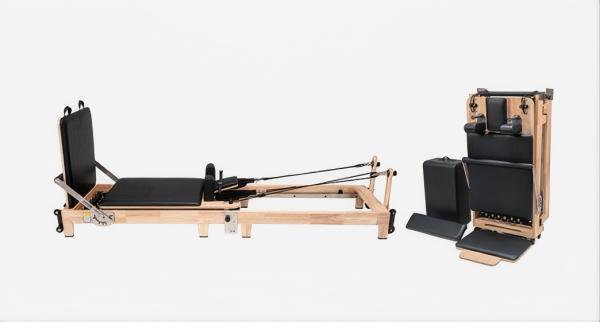 Oak Foldable Pilates Reformer U+PL015E with Lightweight Transport Design