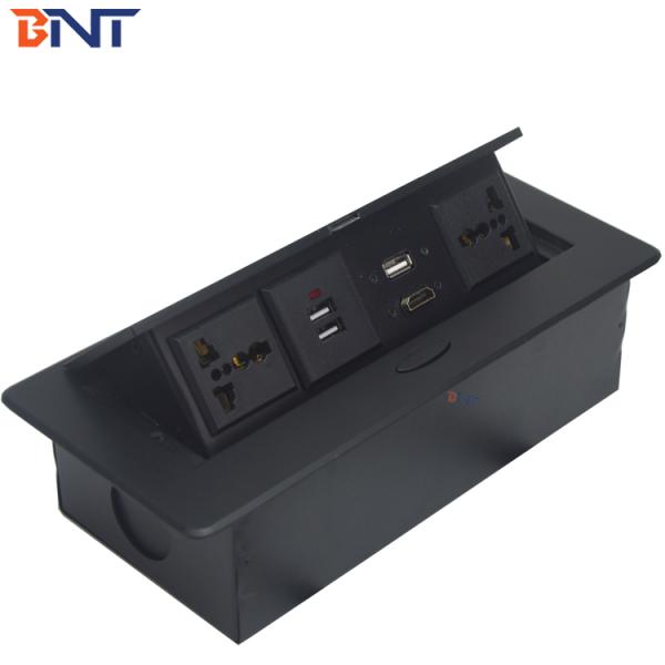 table top pop up box with double international power socket