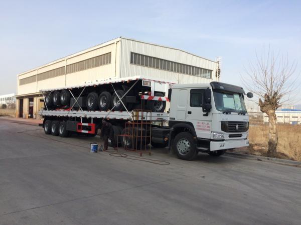 3 Axle Flatbed / Platform Semi Trailer for 20 FT/40FT/45FT Container Cargo Transport