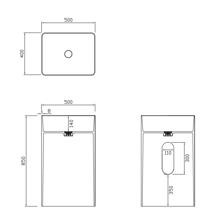 Modern Cube Pedestal Bathroom Vanity Freestanding Single Piece lavatory Wash Sink