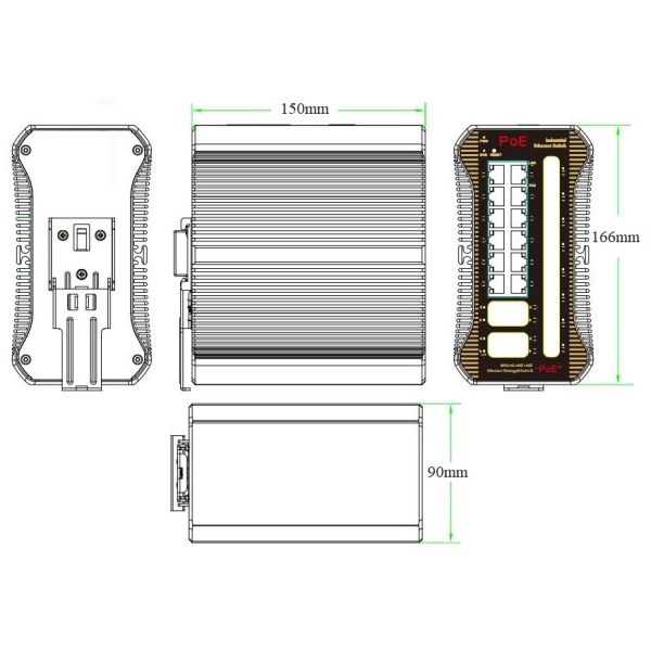 24-Port Gigabit Industrial PoE Switch L2+ Network Management Fanless Cooling