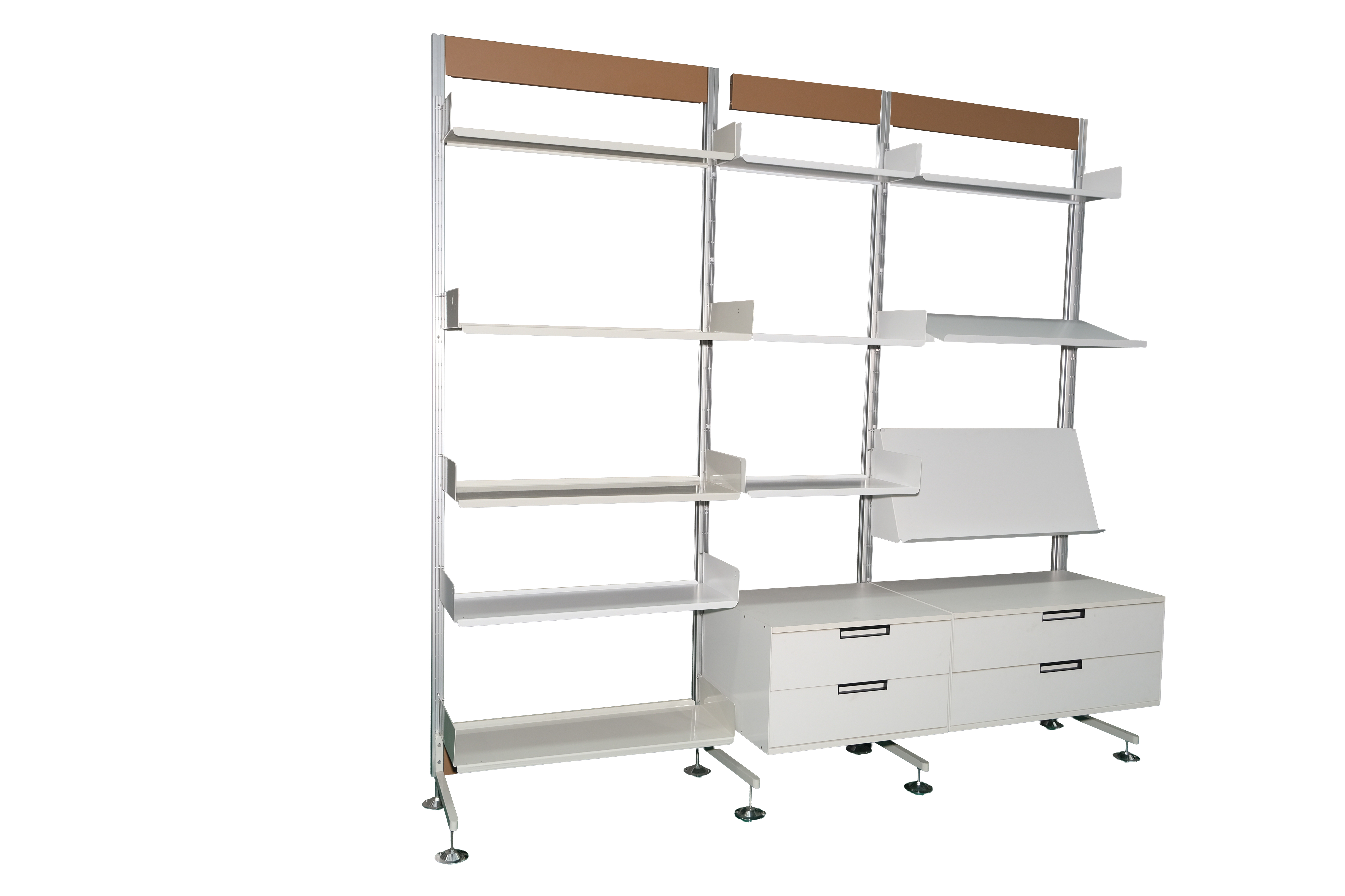 Wall-Mounted 5-Layer Modular Shelf White Bedroom Floating Shelves Adjustable Modern Steel Modular Wall Unit Drawer for Clothing