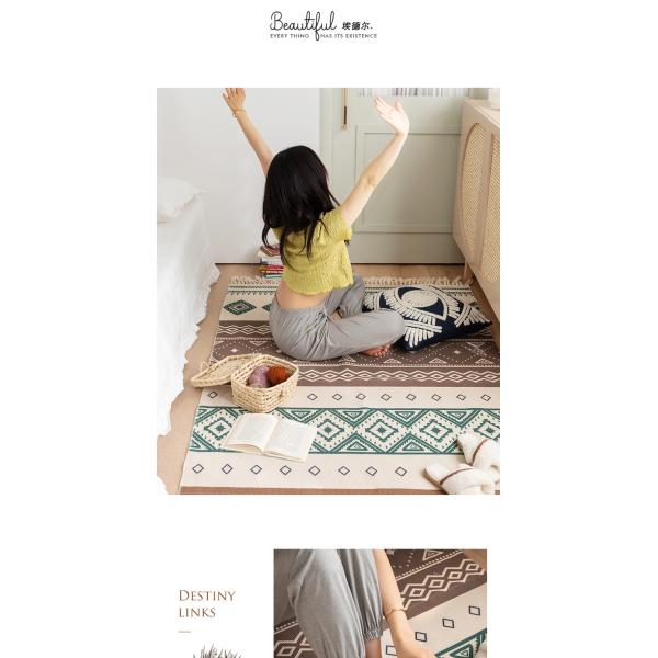 Y-Z Simple Linen Tassel Woven Cotton Mat Nordic Boho Style Turkish Living Room Home Floor Carpets and Rugs