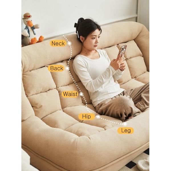 Small Apartment Lounger Convertible Futon Sofa Bed with Adjustable Backrest Cotton Linen Fabric Memory Foam Loveseat