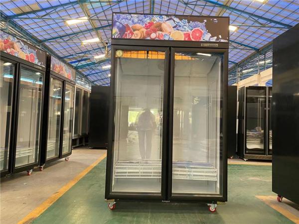 Commercial Refrigerated Glass Door Standing Freezer For Displaying Frozen Food Or Ice Cream