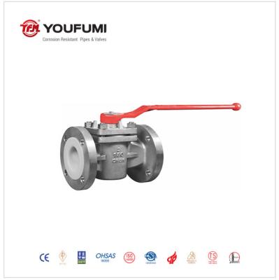 2 Way Full Lined PFA Lined Plug Valve High Pressure For Silicone Chemical