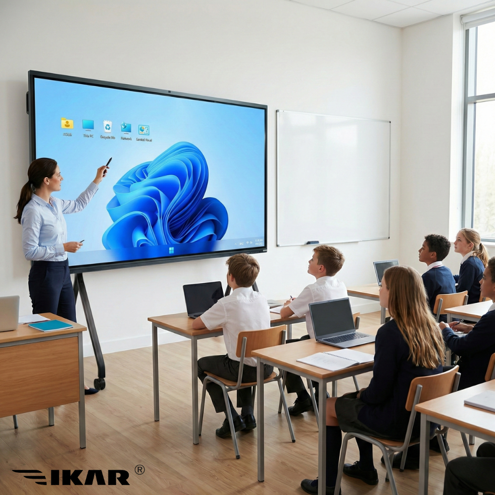 Interactive Touch Screen Whiteboard Providing Natural Writing Feel and Anti Glare Surface with Tempered Glass Protection