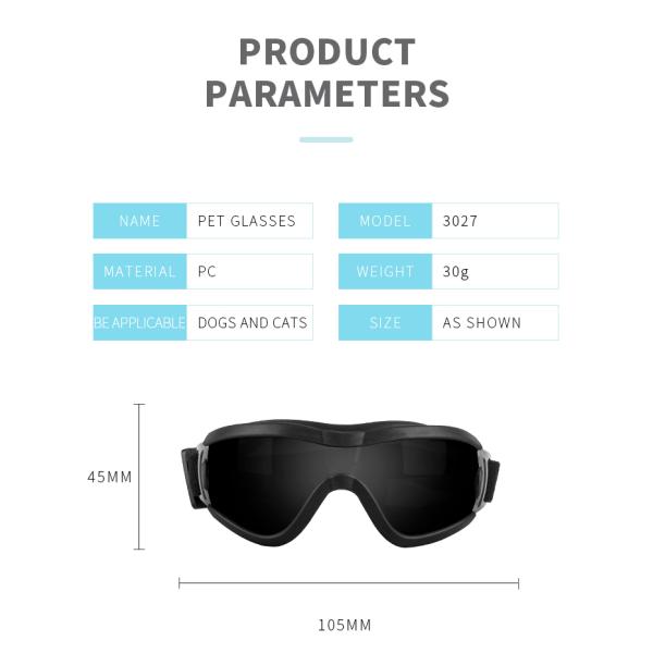 Material de gafas para perros Pequeñas mascotas medianas Protección UV Resistencia al viento y la arena